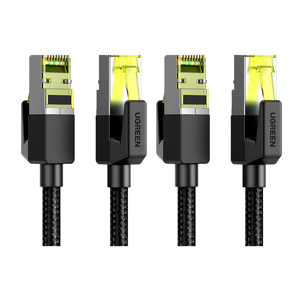Cabo de Rede Rj45 Ugreen Cat7 F/FTP Macho 1 Metro Preto 2 Unidades