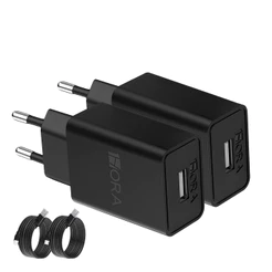 Carregador Usb 1Hora com Cabo Micro Usb 2.0A Preto 2 Unidades