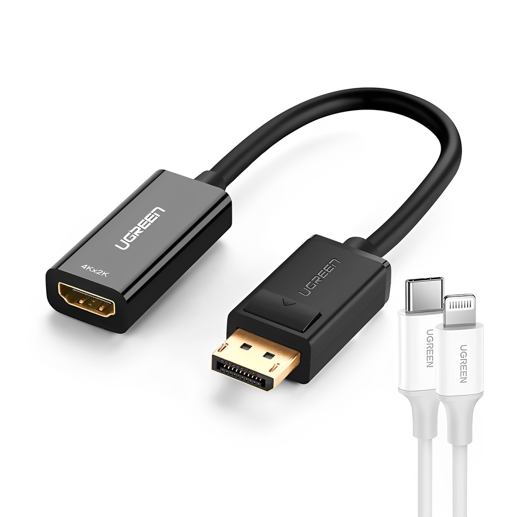 Adaptador Vídeo Ugreen DisplayPort p/Hdmi 4k Fêmea +Cabo iOS (K-6046-3673)