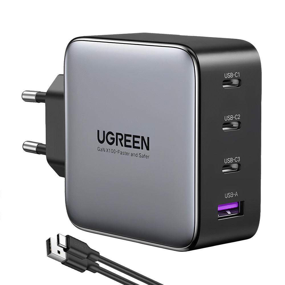 Carregador Parede Ugreen Usb A/C 100W + Cabo 1.5M  +Cabo (K-7456-3082) em Oferta na Shopee