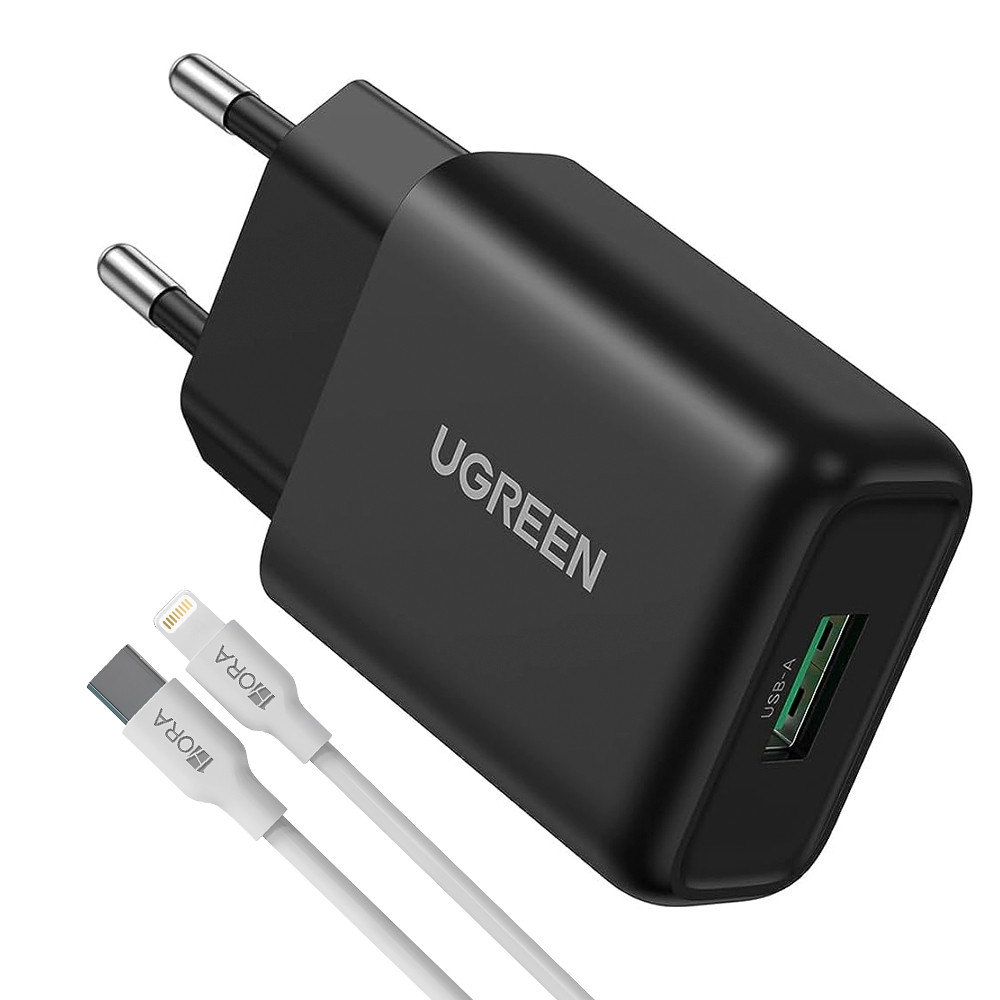 Imagem de Carregador Rápido Ugreen Turbo 18W Qc 3.0 Cabo Para iPhone (K-5329-5883)