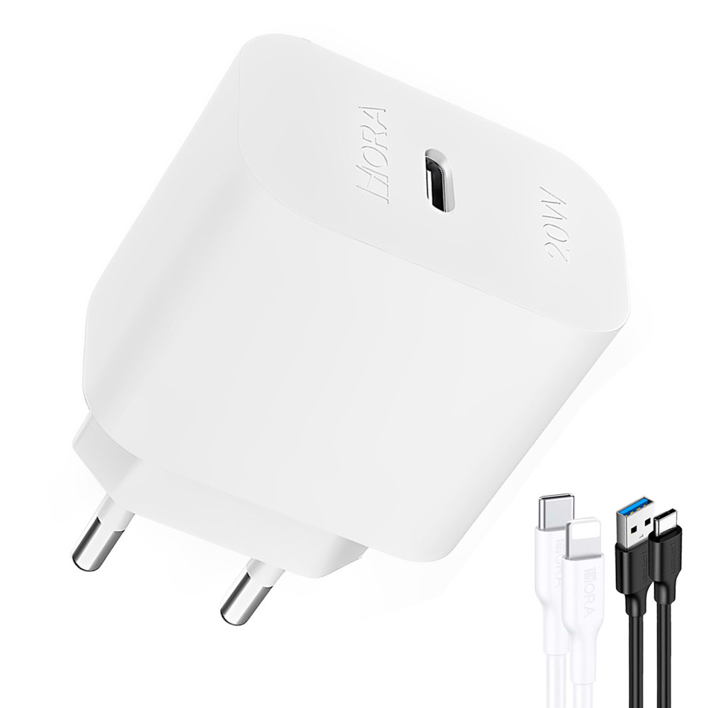 Carregador Usb 1Hora  Pd20W + Cabo para iPhone 1M  (K-7204-3042)