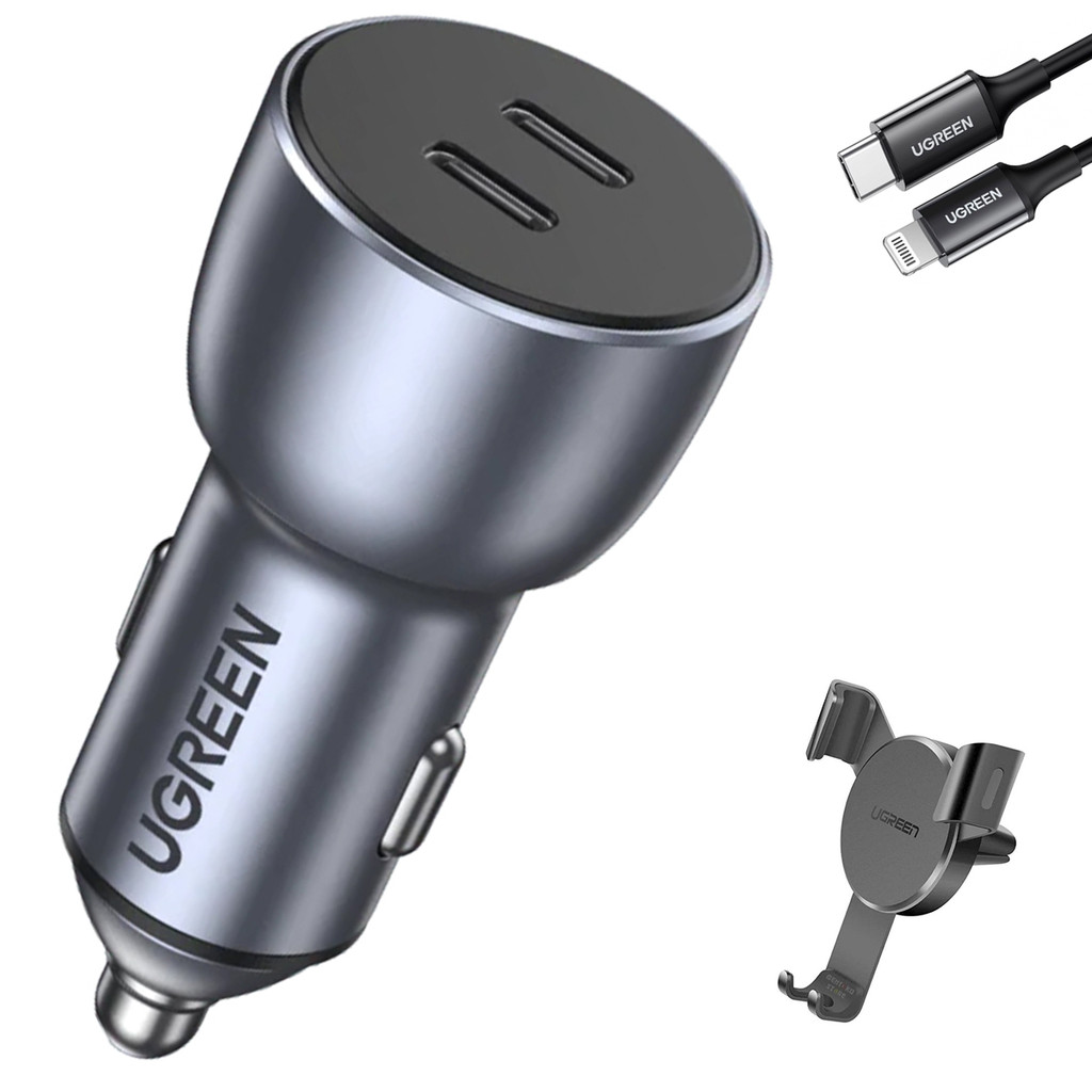 Carregador Veiculo Ugreen Usb C 40W + Suporte+Cabo Lightning (K-5003-4681-3650)