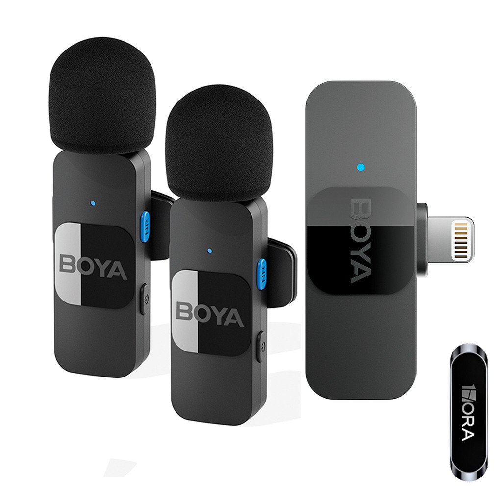 Microfone de Lapela Boya By-v2 p/Ios + Suporte p/Smartphone (K-4914-5880)