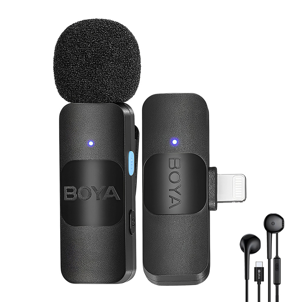 Microfone de Lapela Boya By-v1 p/Ios + Fone de Ouvido Preto (K-4922-5862) em Oferta na Shopee