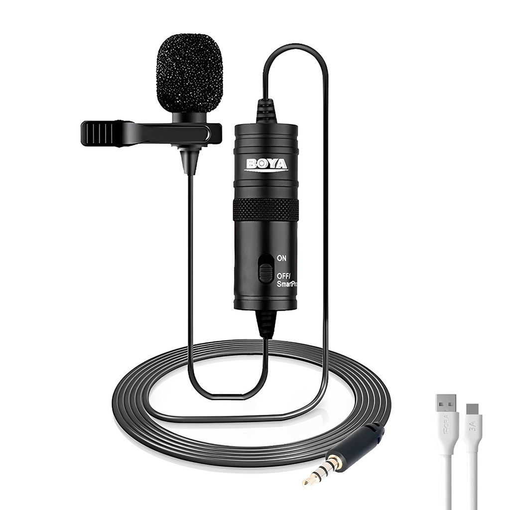 Microfone Lapela Boya By-m1 3.5mm + Cabo Usb 2.0 A/C Branco (K-2162-5861)