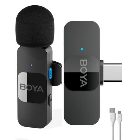 Sistema Microfone Boya By-v10 Lapela + Cabo Usb A/C Branco (K-4913-5861)
