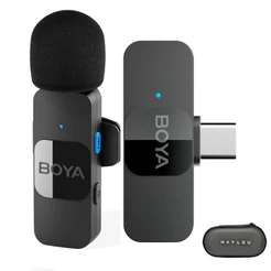 Sistema Microfone Boya By-v10 Lapela + Estojo Fone de Ouvido (K-4913-2513)
