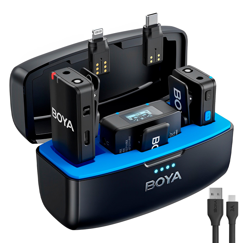 Sistema Microfone Lapela BoyaMic + Cabo Usb 2.0 A/C Preto (K-7055-5887)