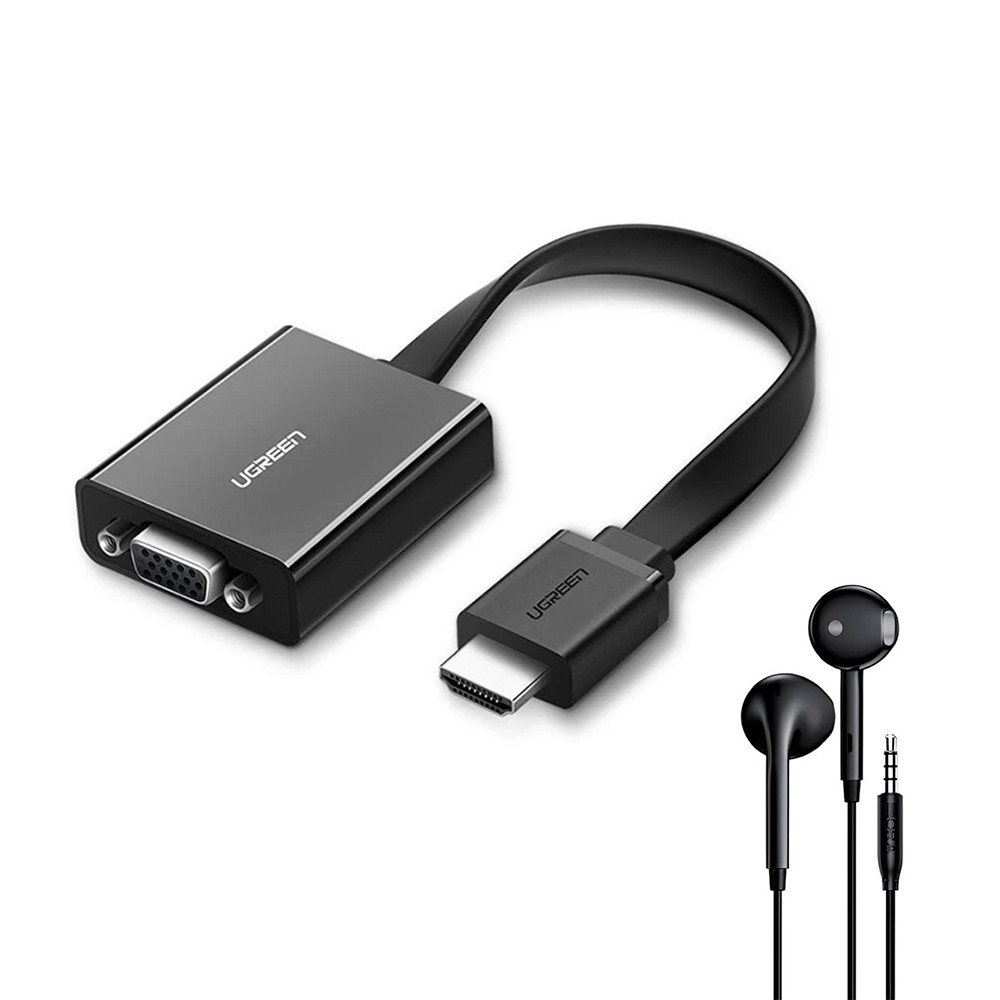 Ugreen Adaptador Hdmi p/VGA Porta Áudio 3.5mm + Fone Ouvido (K-4430-5886)