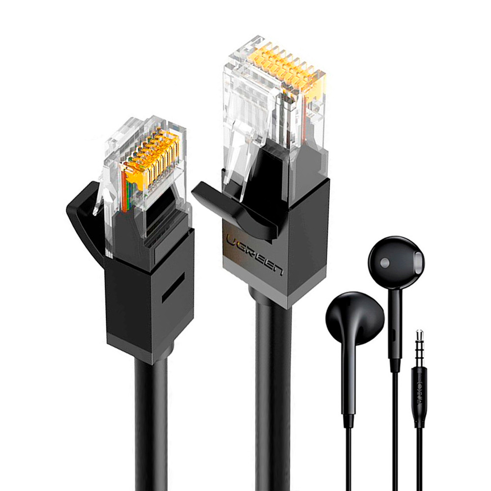 Ugreen Cabo de Rede Rj45 Cat6 UTP Ethernet 3M + Fone Ouvido (K-6495-5886) em Oferta na Shopee