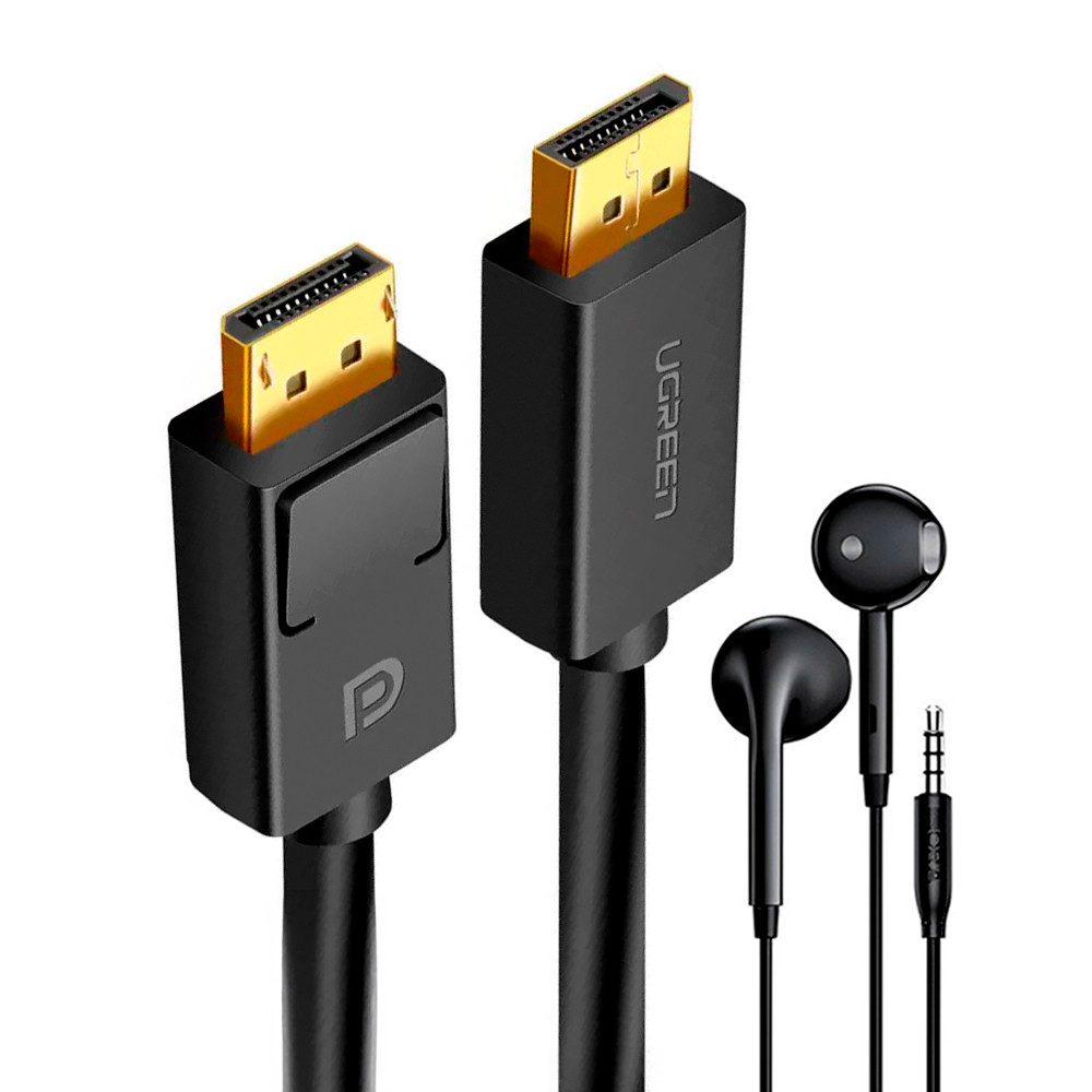 Ugreen Cabo DisplayPort 4k 60Hz 3 metros Preto + Fone Ouvido (K-4862-5886) em Oferta na Shopee
