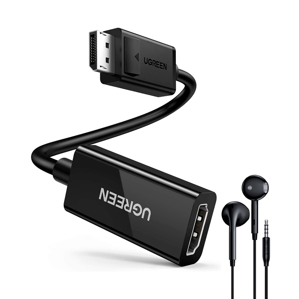 Ugreen Cabo Displayport p/Hdmi Fêmea 4k 25cm + Fone Ouvido (K-4891-5886)