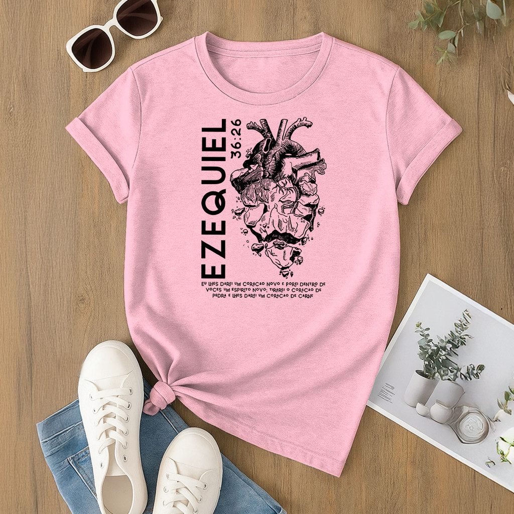 Camiseta  Blusa Confortável 30.1 Não Encolhe Estampada Fé Religiosa Ezequiel