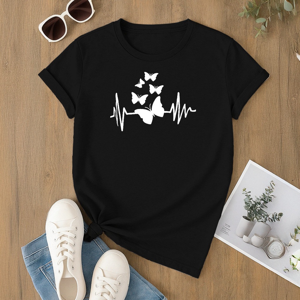 Camiseta  Borboletas Estampada Religiosa Cristã Evangelica Confortável