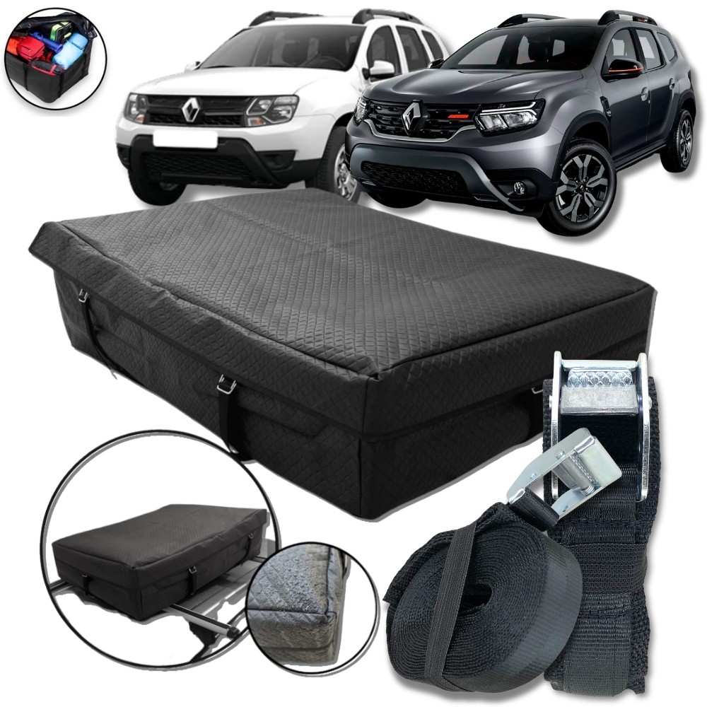 Bolsa Teto Maleiro Impermeável 175 L + Cinta Catraca Premium Renault Duster