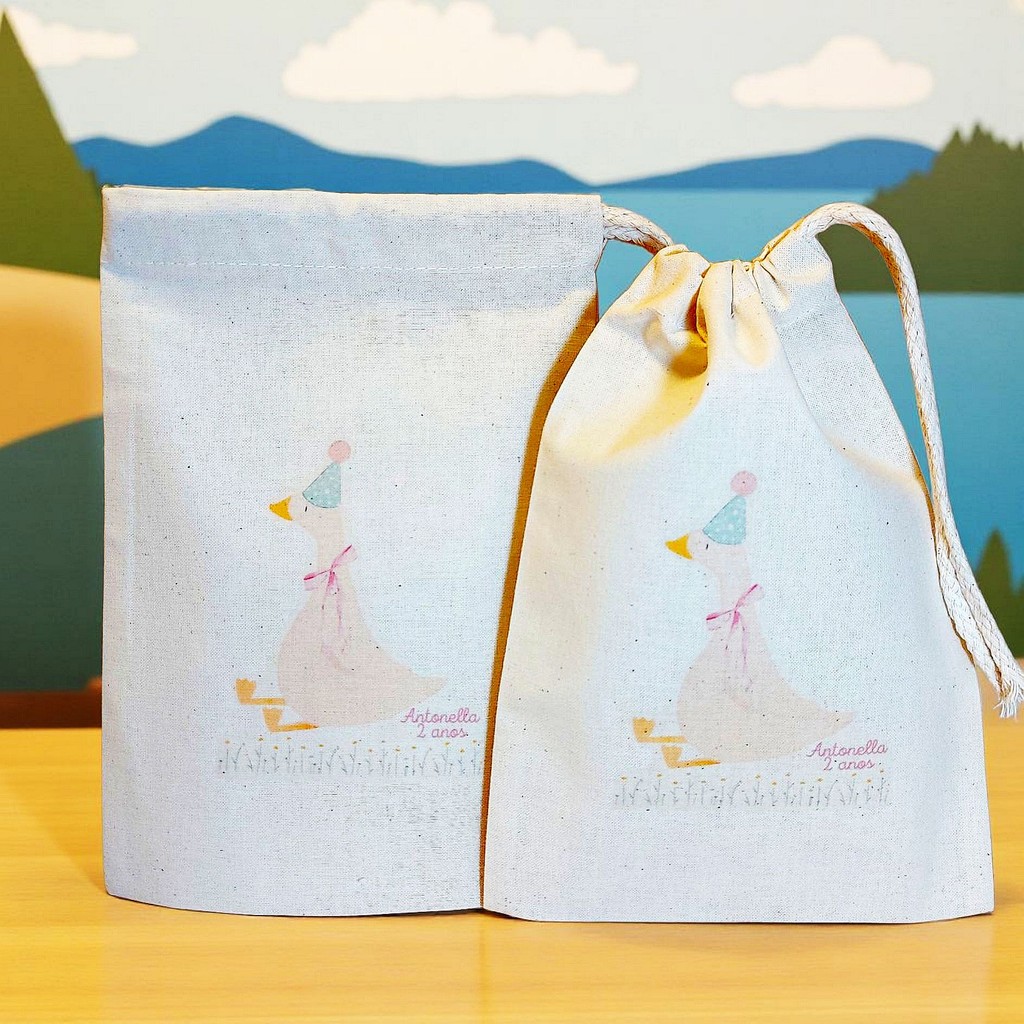 10+ Saquinho Surpresa Ganso Sentado Lembrancinha Personalizada de Aniversário Infantil