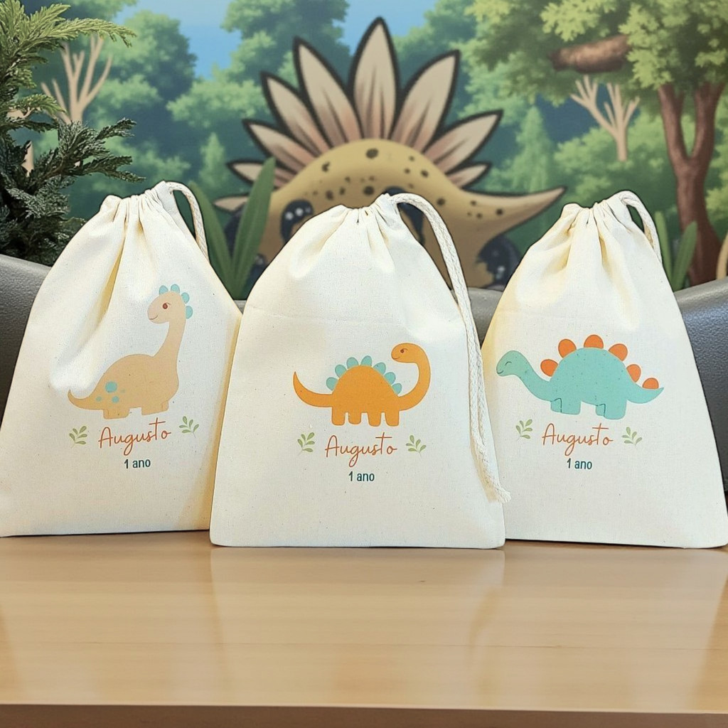 10+ Saco Surpresa Dinossauros Fofos Mix Lembrancinha Personalizada de Aniversário Infantil 10x10 10x13 13x15 13x20 20x25