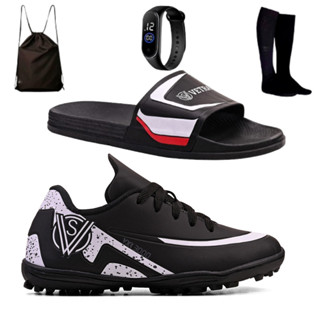 Kit Chuteira Infantil para Society Leve + Chinelo Macio Slide + Relógio + Mochila e Meião em Oferta na Shopee