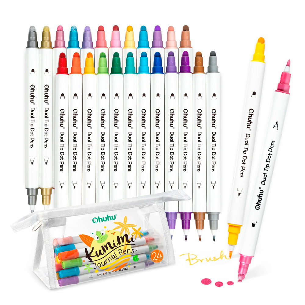 Marcadores Ponta Dupla Ohuhu 24 Cores Desenho e Retratos em Oferta na Shopee