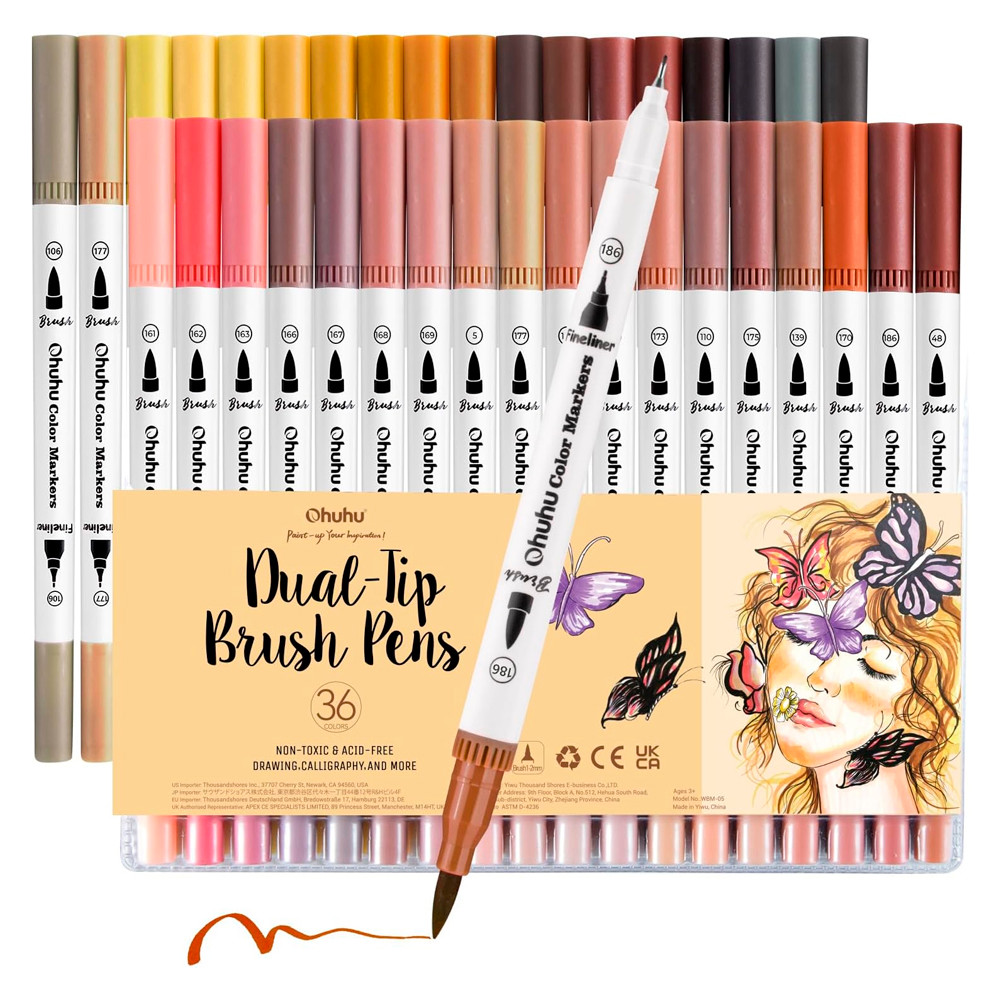Marcador Ohuhu Maui 36 Tons Pele Brush Fina Aquarelável em Oferta na Shopee