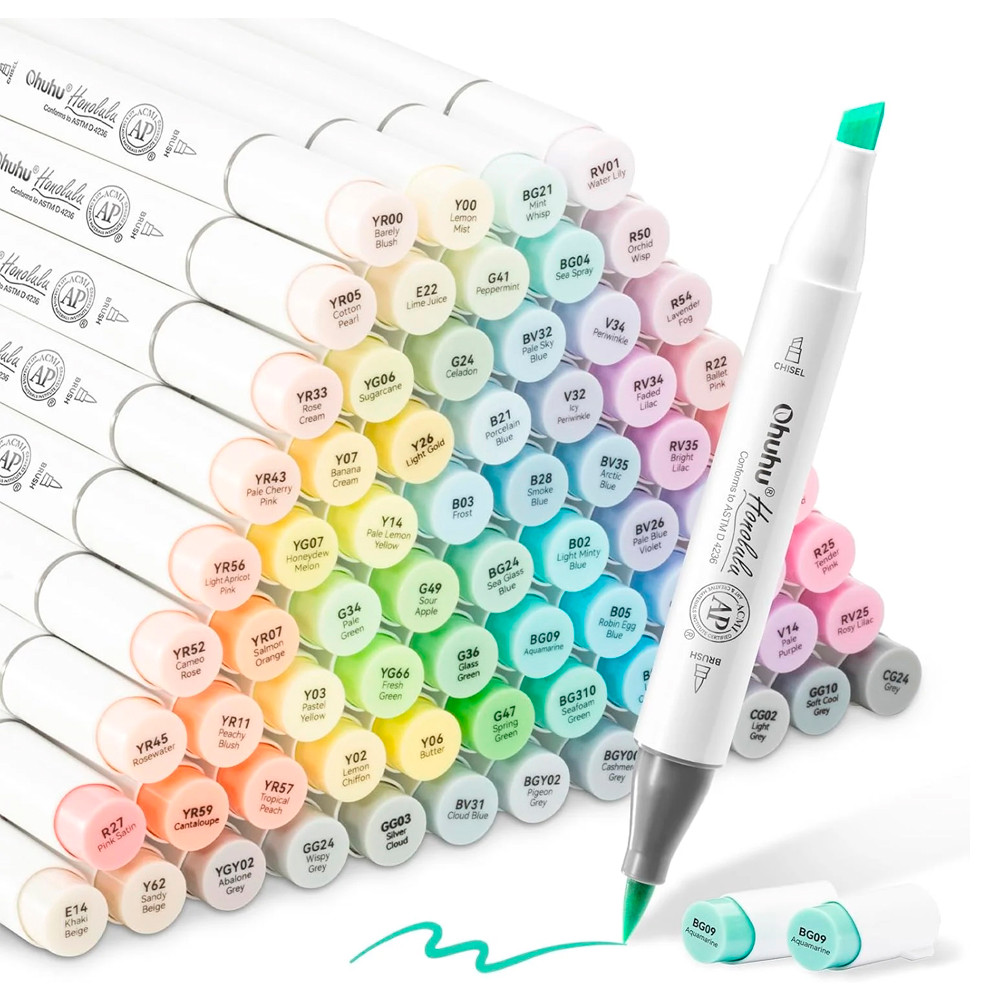 Ohuhu Honolulu 96 Cor Tons Pastel Marcadores Ponta Dupla em Oferta na Shopee