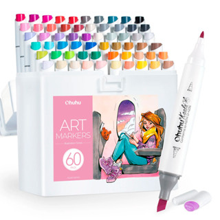 Ohuhu Kaala 60 Cores Marcadores Álcool Ponta Dupla Arte em Oferta na Shopee