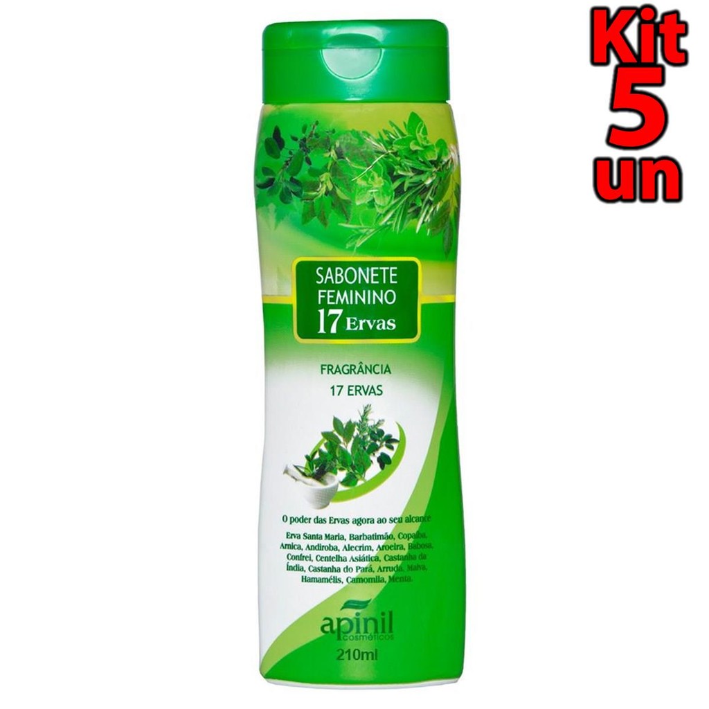 Sabonete Íntimo Feminino 17 Ervas 200ml Apinil Higiene e Frescor Natural