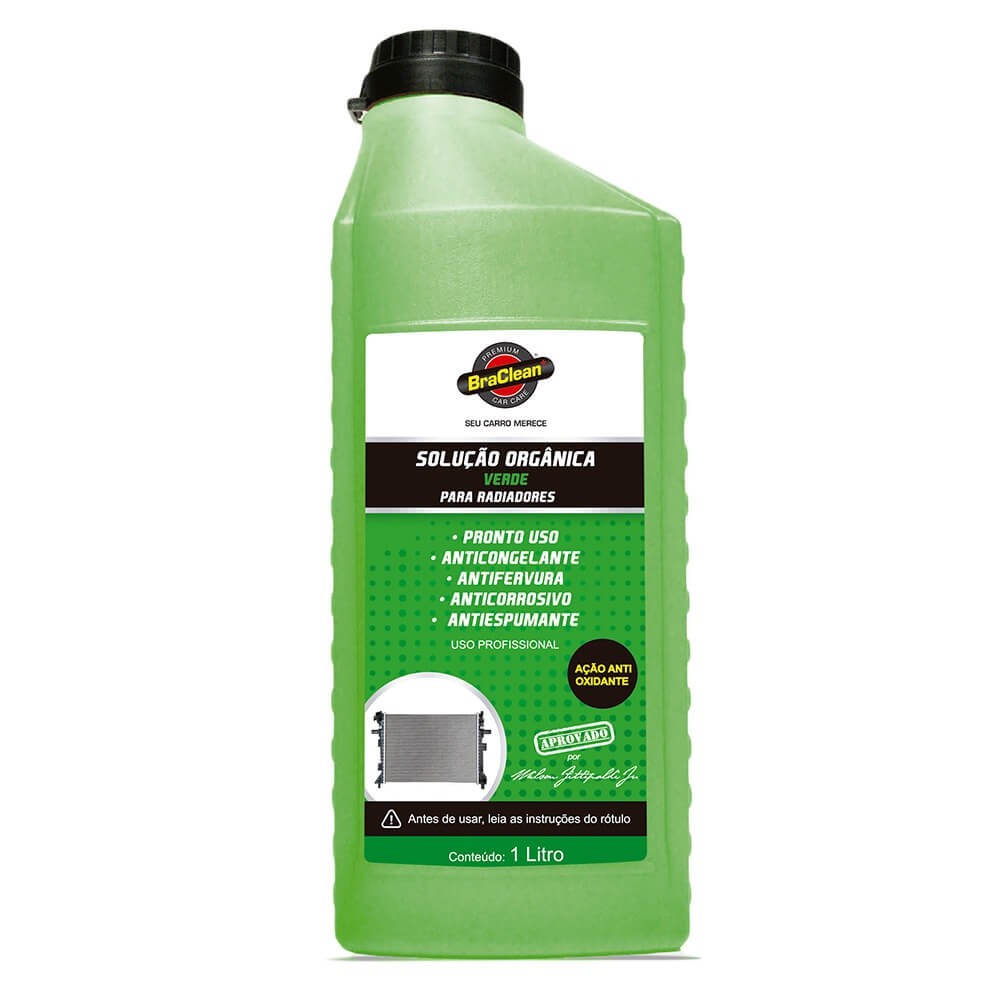 Melhor Solucao para Radiador 1 litro Pronto Uso Verde manutenção do arrefecimento BraClean em Oferta na Shopee