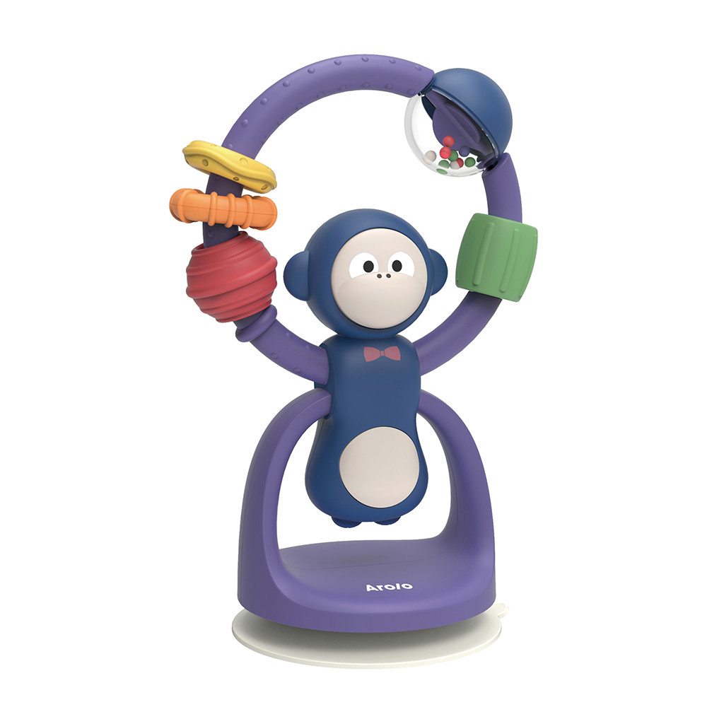 Chocalho Macaco com Ventosa Arolo p/Cadeirão Bebê Roxo em Oferta na Shopee