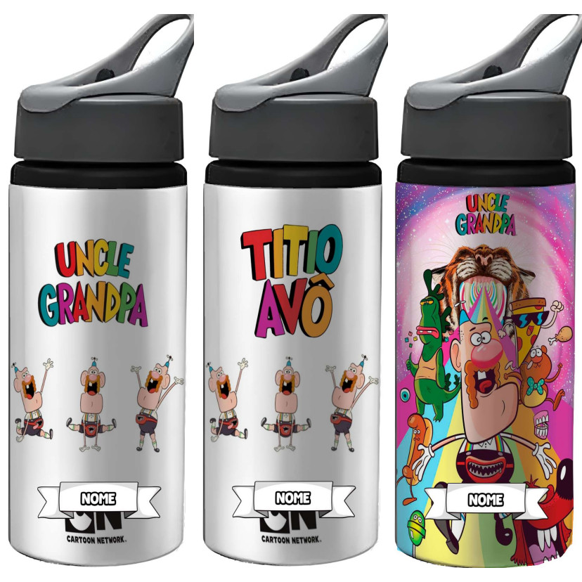 Garrafa Squeeze Titio Avô Alumínio Personalizada Com Nome Garrafinha