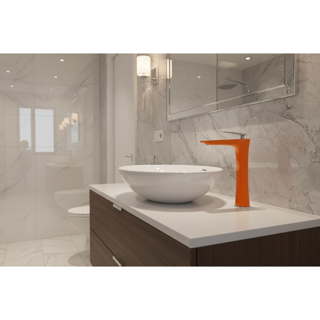 Torneira Gourmet Ultra Eagle para Banheiro Cromada / Laranja para Cuba Elevada, Monocomando with Misturador