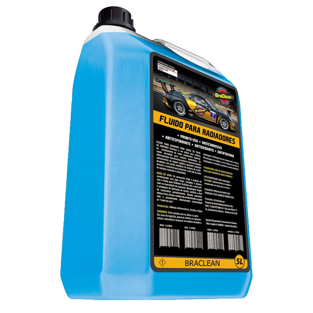 Melhor Fluido Radiador Pronto Uso 5L Azul Sem MEG Controle Térmico e Proteção BraClean em Oferta na Shopee