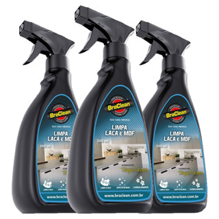 Melhor Kit 3 Limpa Laca e MDF 500ml remoção de marcas leves sem riscar superfícies BraClean em Oferta na Shopee