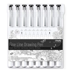 Canetas Ohuhu Fineliner 8un Desenho Artístico Ponta Fina