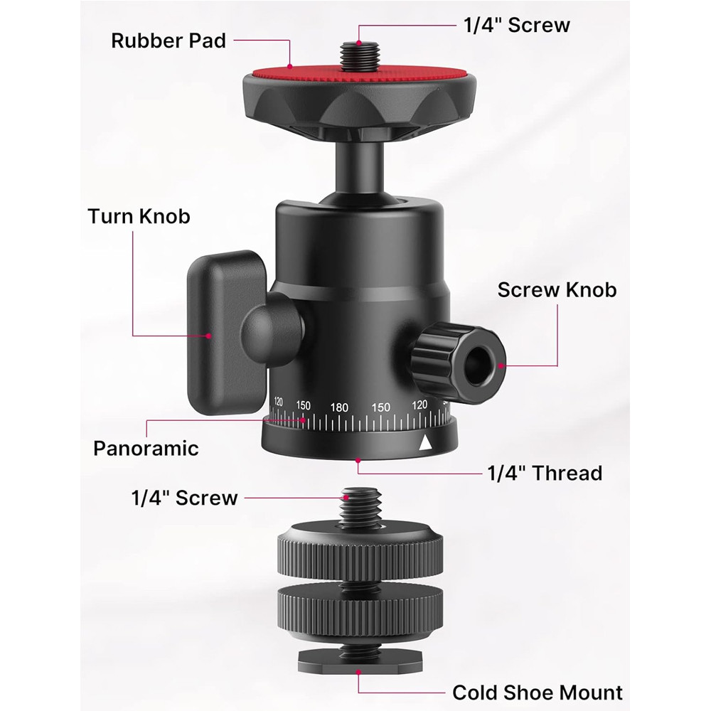 Detalhes do Ulanzi Cabeça Tripé Panorâmica + Adaptador Sapata Dupla
