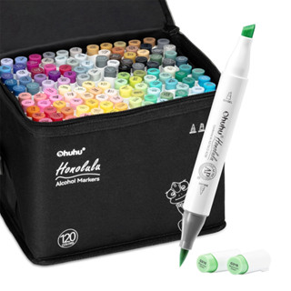Marcadores Arte Ohuhu 120 Cors Ponta Dupla Álcool Cinzel em Oferta na Shopee