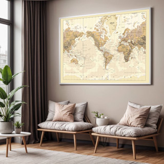 Quadro com Moldura Sala Quarto Mapa Mundi Decorativo Horizontal Grande Hall em Oferta na Shopee