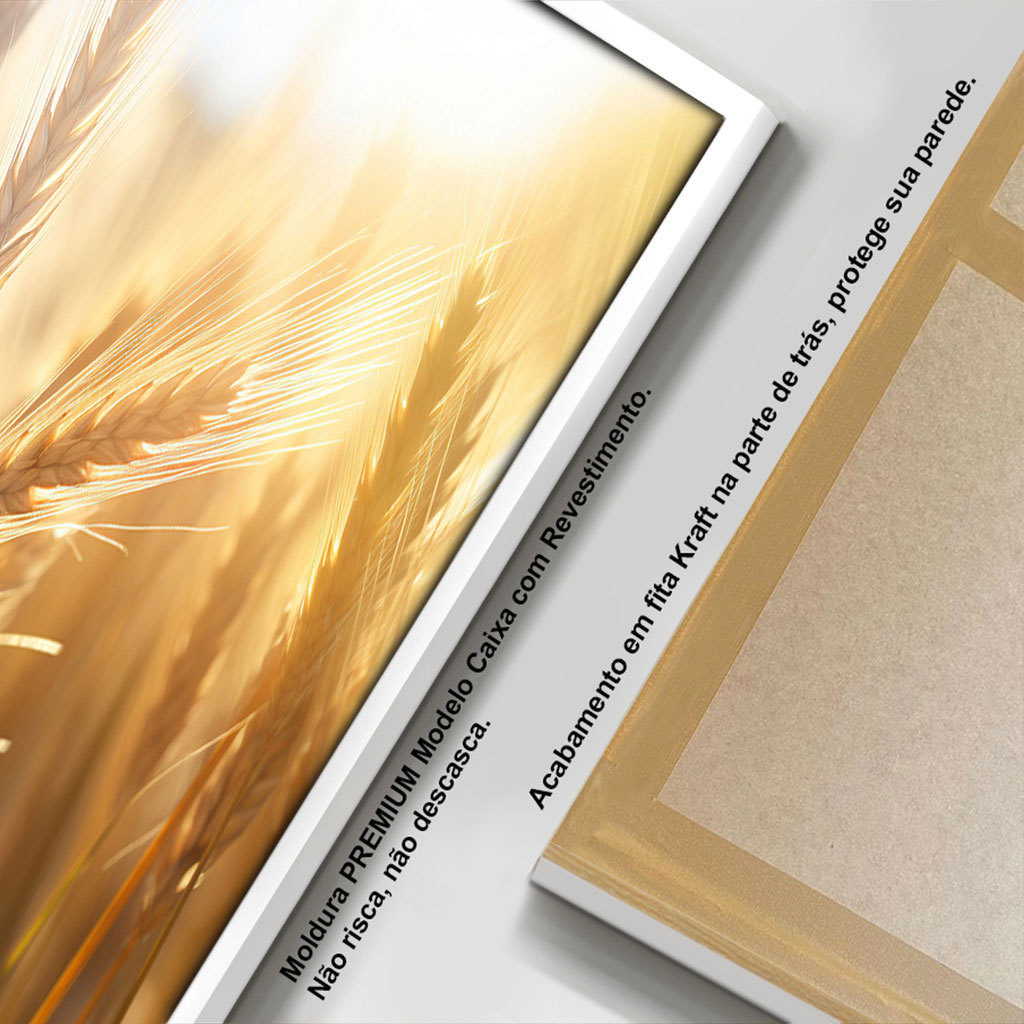 Quadro com Moldura Sala Quarto Trigo Bege Marrom Paisagem Decorativo Horizontal Grande Hall — imagem 2 de 2