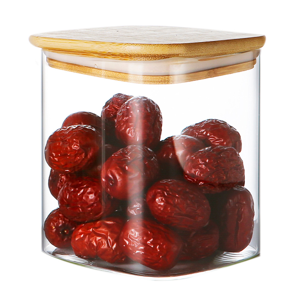 Pote Vidro Life Porta Tempero 1L Tampa Bambu Hermético