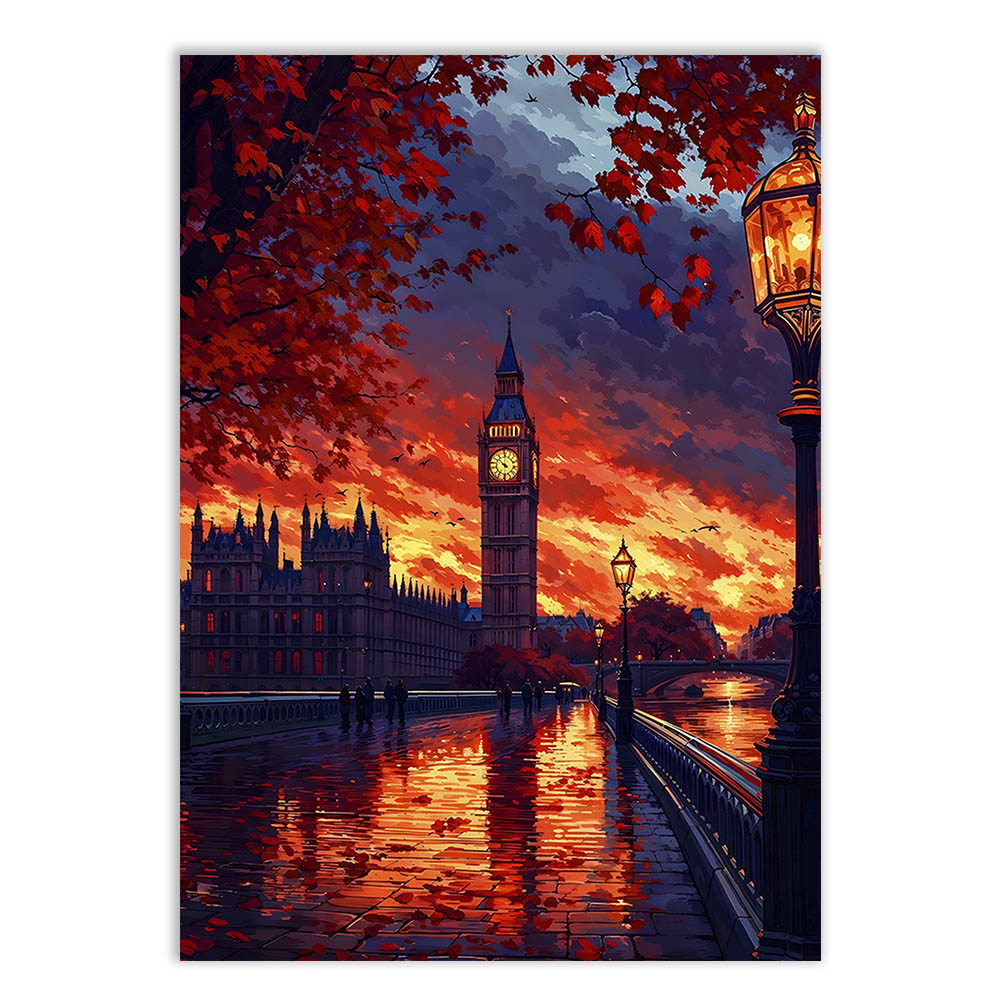Placa Decorativa Big Bang Relógio Londres Inglaterra Ilustração Decoração Poster Quarto Sala