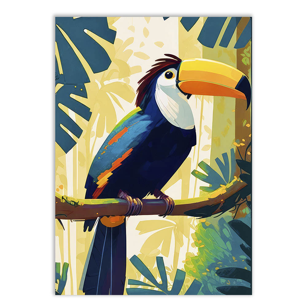 Placa Decorativa Tucano Ave Ilustração Floresta Decoração Poster Quarto Sala