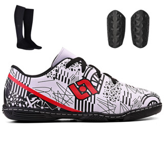 Kit Futebol de Salão Infantil Chuteira Indoor + Meião + Caneleira para Crianças em Oferta na Shopee