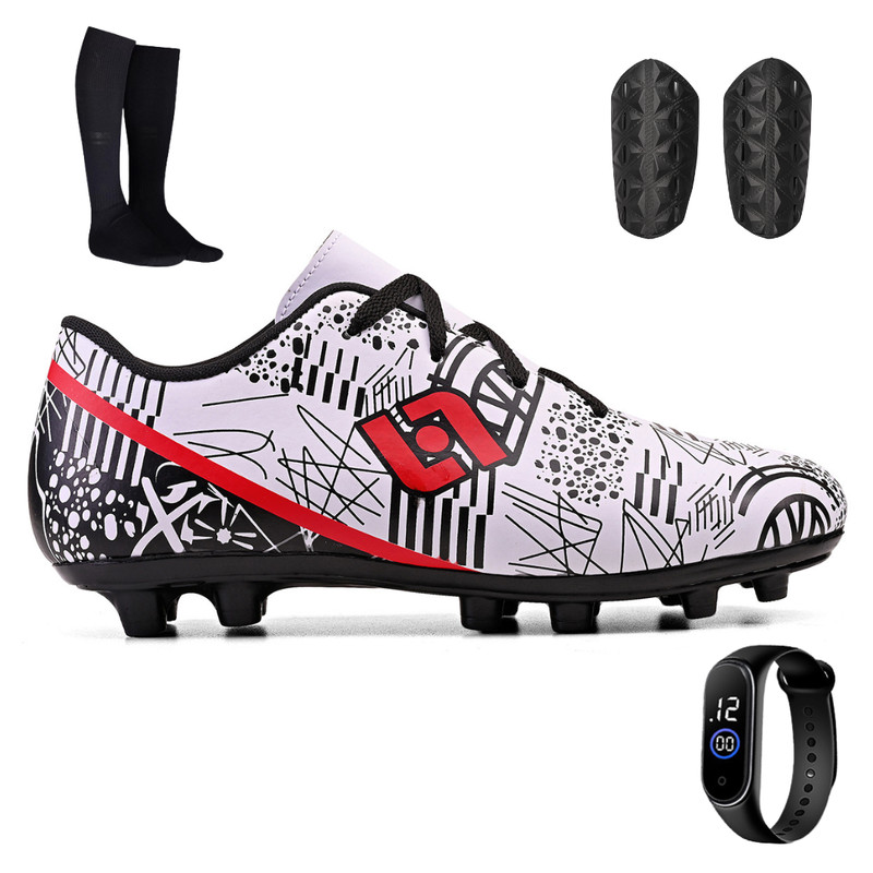 Kit de Chuteira Infantil para Meninos de Gramado/Trava + Meião + Caneleira e Relógio em Oferta na Shopee