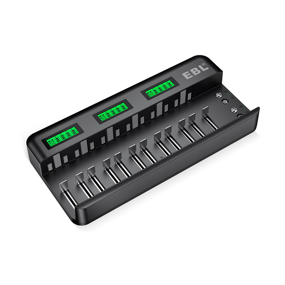 Carregador Pilhas/Bateria EBL pra 12 Pilhas AA AAA Preto em Oferta na Shopee