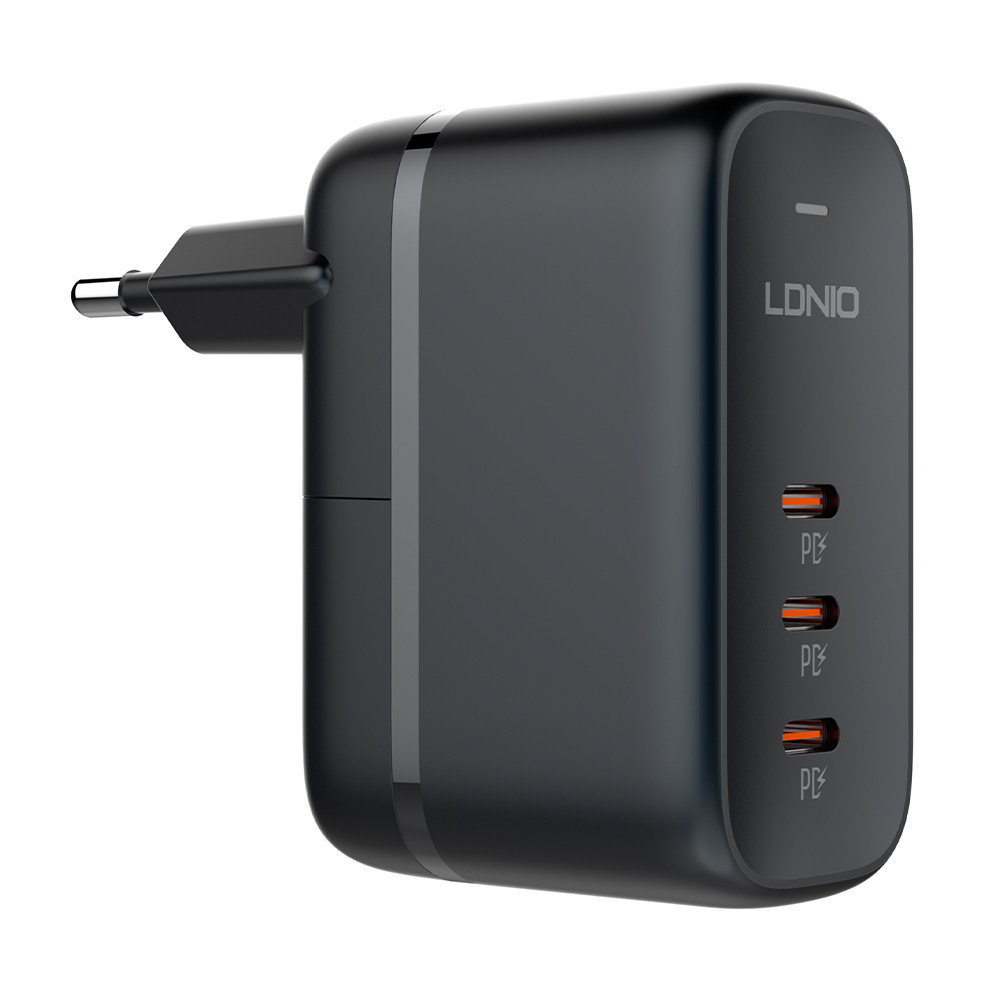 Carregador Usb C 3 em 1 LDNIO 65W GaN Carga Rápida Preto em Oferta na Shopee