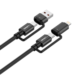 Cabo Ldnio 4 Em 1 Usb-C + Usb-A P/ Lightning Tipo C 1.2M