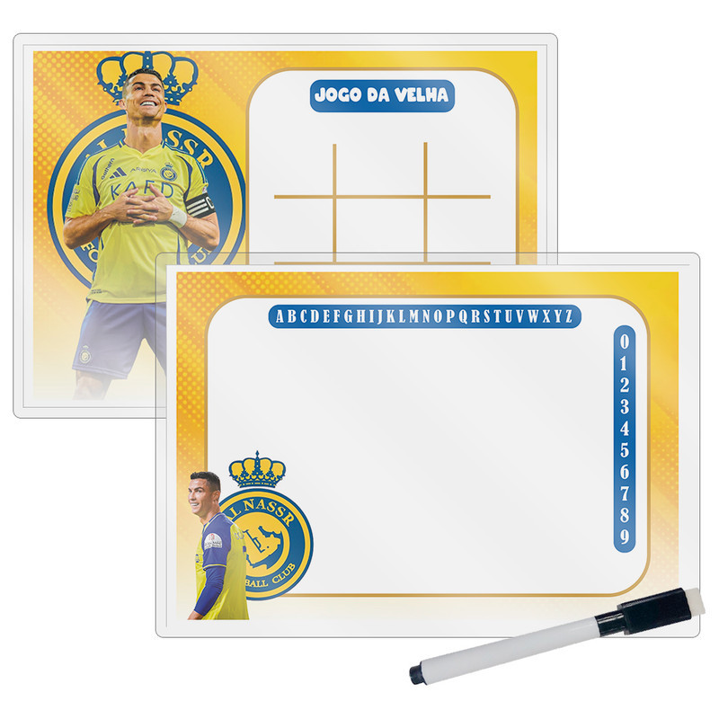 10 Lousa Mágica Catalogada + Caneta E Apagador Lembrancinha Festa Infantil Futebol Cristiano Ronaldo