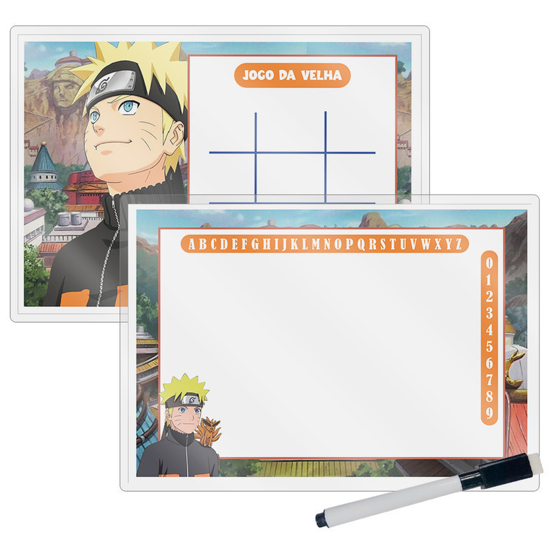 Kit 10 Lousa Mágica Catalogada + Caneta E Apagador Lembrancinha Festa Infantil Naruto