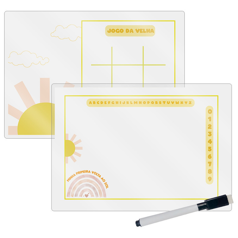 Kit 10 Lousa Mágica Catalogada + Caneta E Apagador Lembrancinha Festa Infantil Raio De Sol